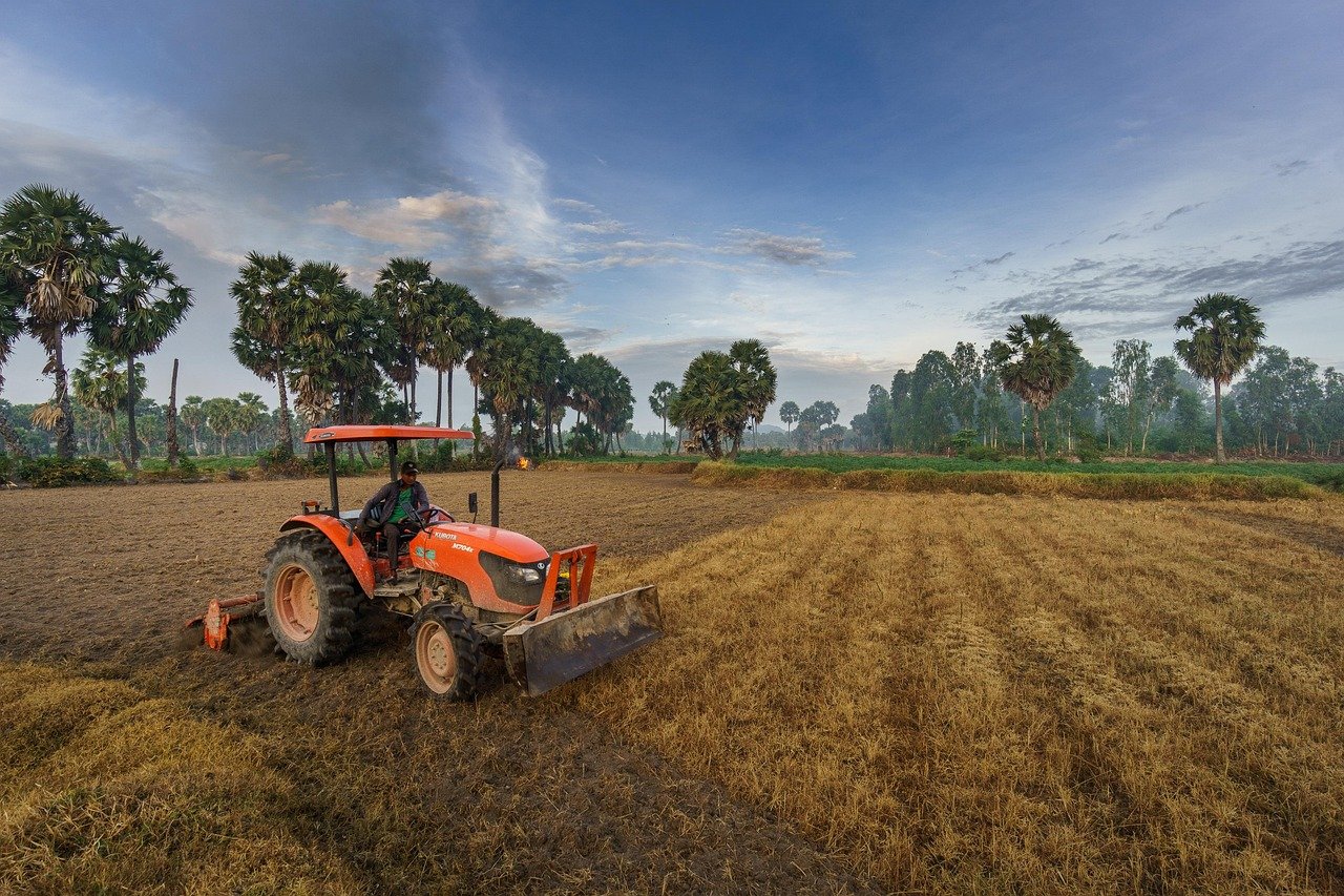 tractor, agriculture, plowing, countryside, outdoors, field, cultivation, soil, land, farm, farming, rural